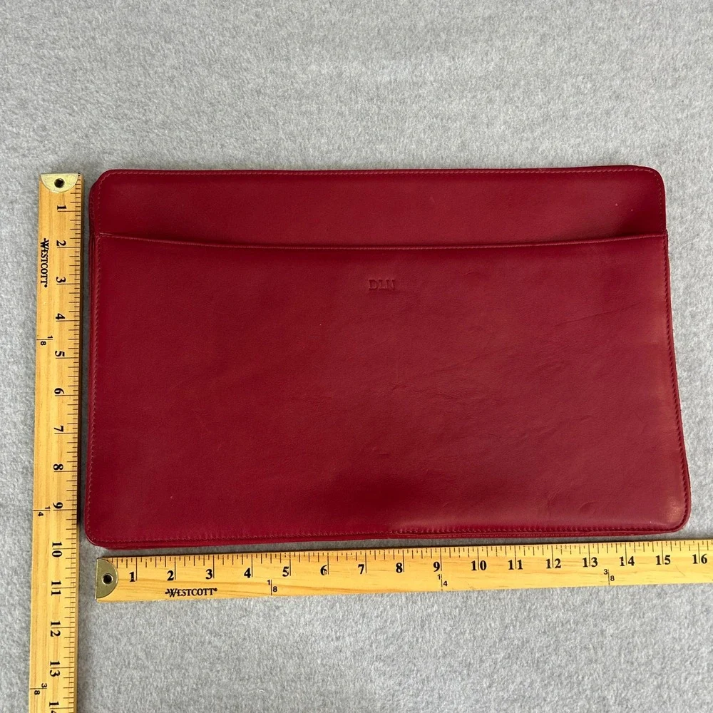 DLN Monogram Levenger Leather Document Envelope Red Legal Size Sleeve Office